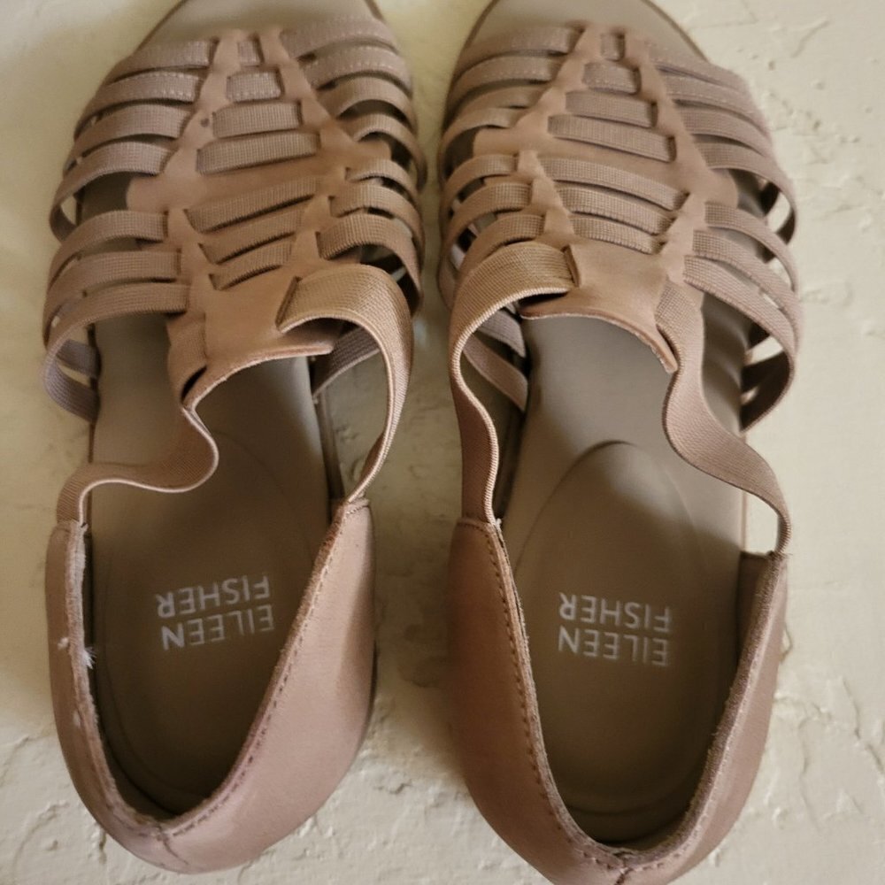 Eileen Fisher Sandals Rato Honey Tumbled Leather Flats Size 5.5 NWOB - Picture 5 of 8